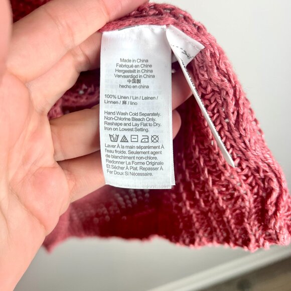 J. Crew Relaxed Fit Linen Beach Sweater Open-Knit in Rose 100% Linen Oversized M - Picture 3 of 5